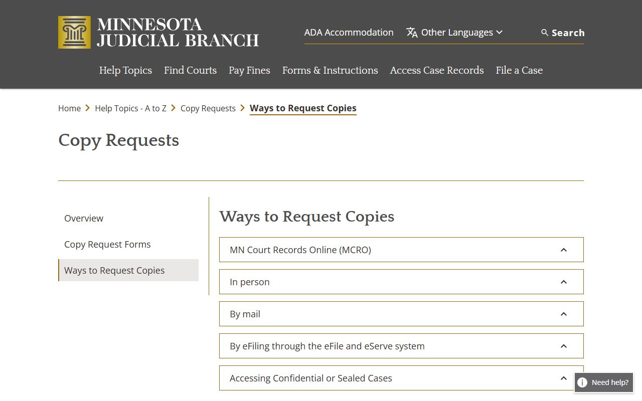 Lincoln County Court Administrator records ways to request copies
