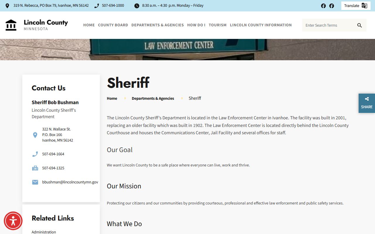 Lincoln County arrest records Sheriff's Office page