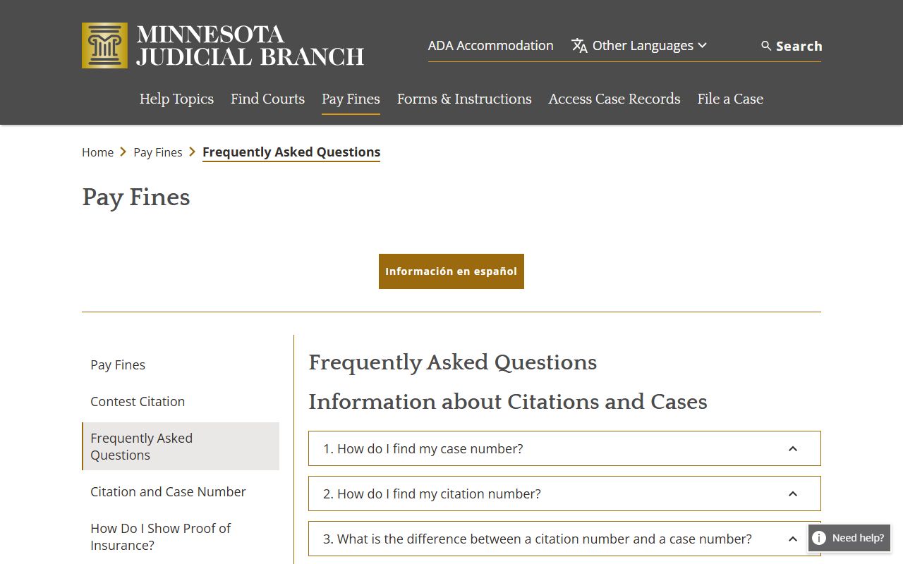 Lincoln County court dockets citation and payment FAQ