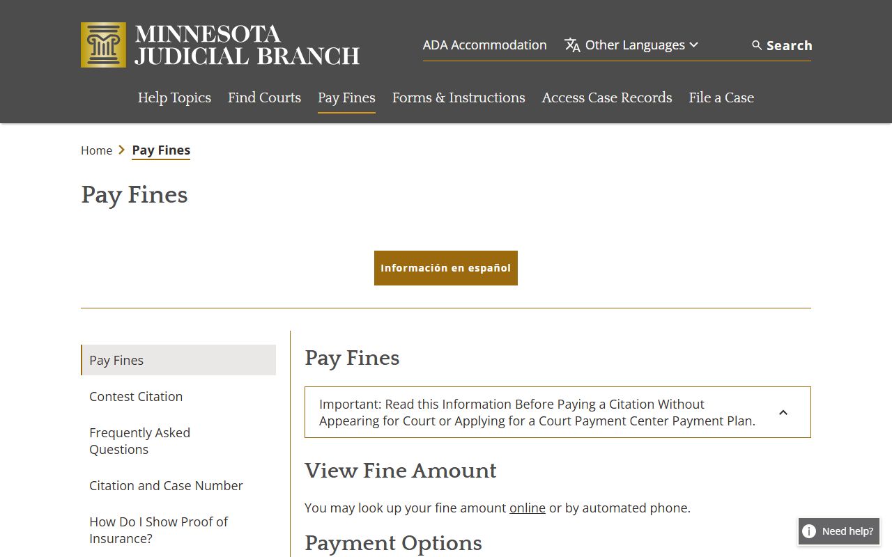Lincoln County court dockets Minnesota pay a fine options