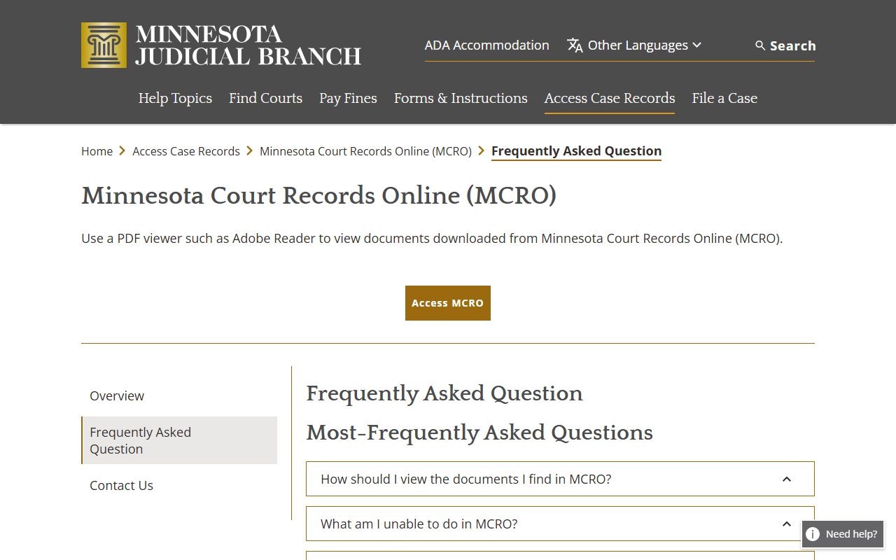 Lincoln County court records MCRO FAQ access limits