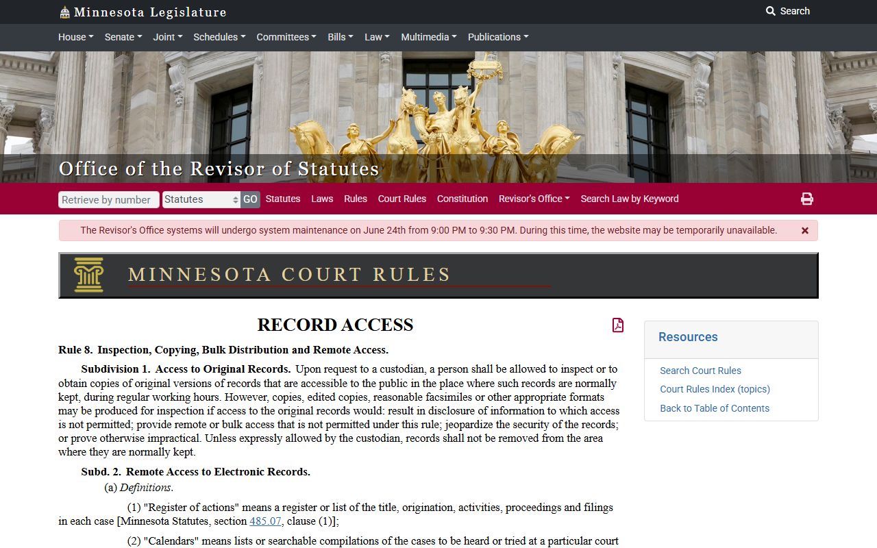 Lincoln County court records Minnesota Rule 8 remote access