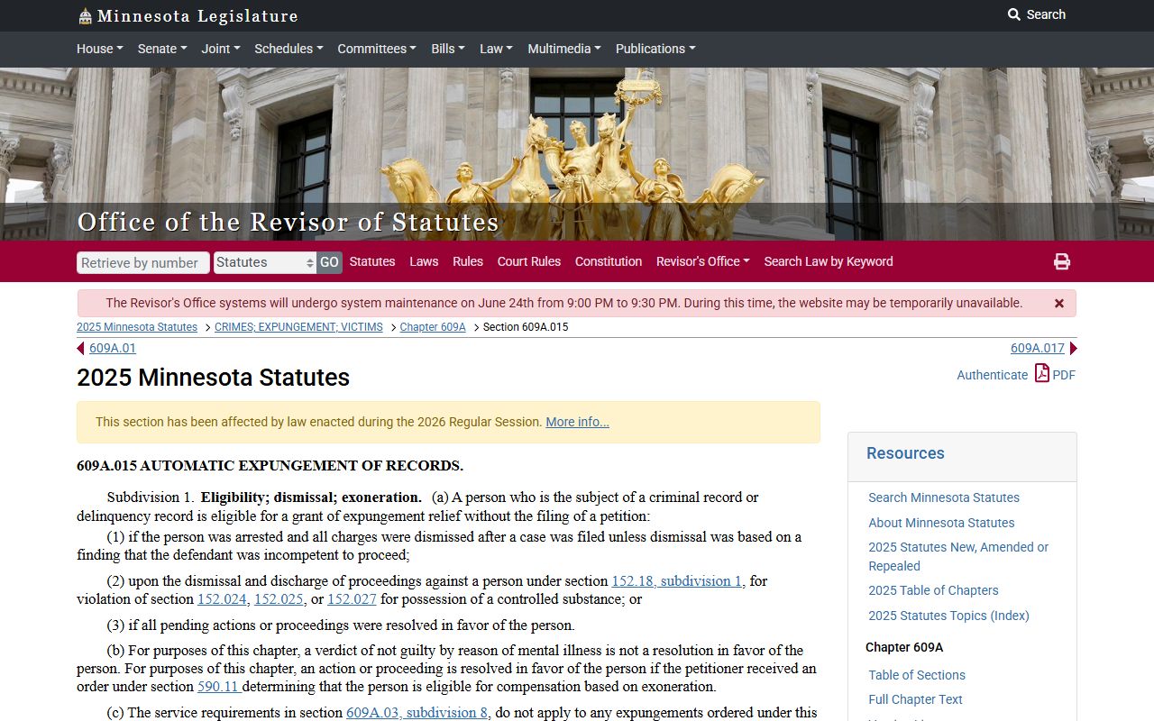 Lincoln County criminal court records automatic expungement statute