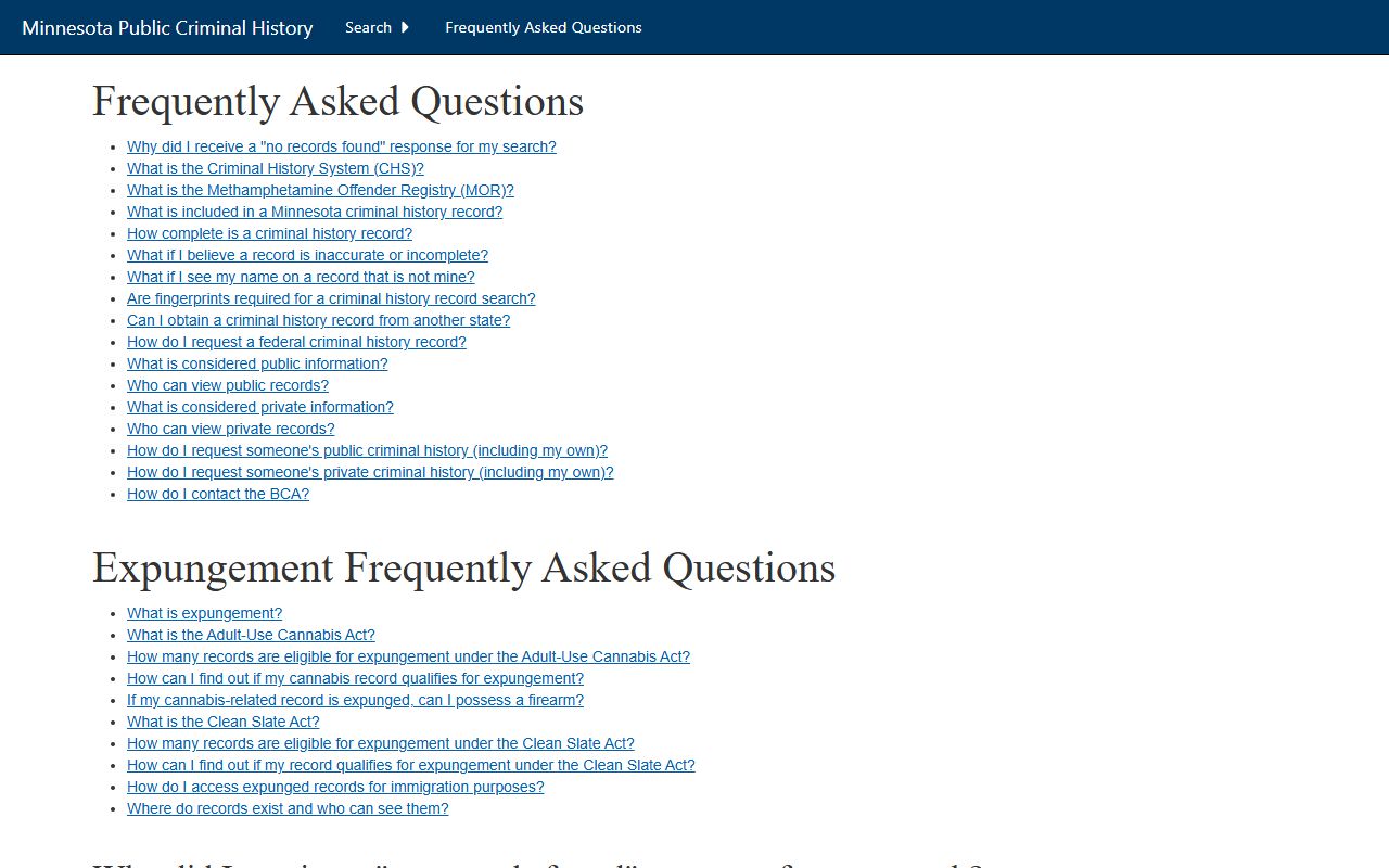 Lincoln County criminal court records BCA FAQ search fields