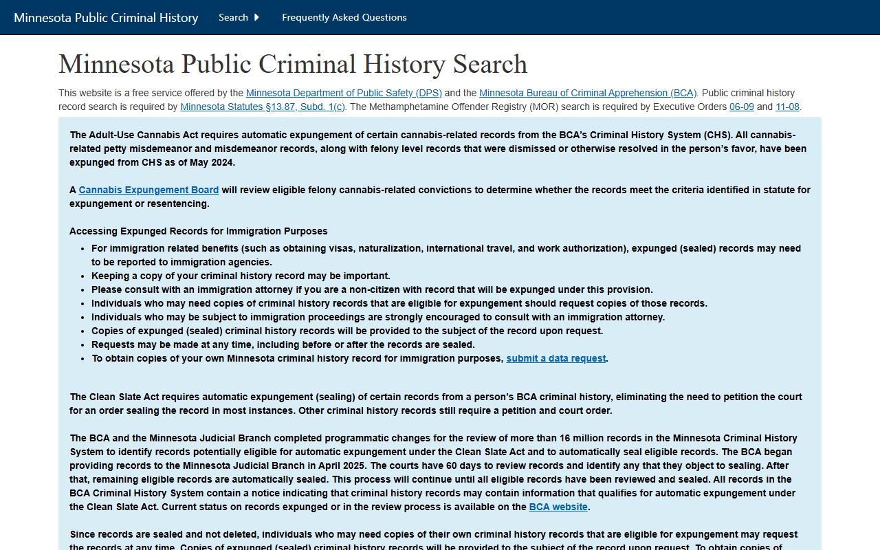Lincoln County criminal court records BCA public criminal history search