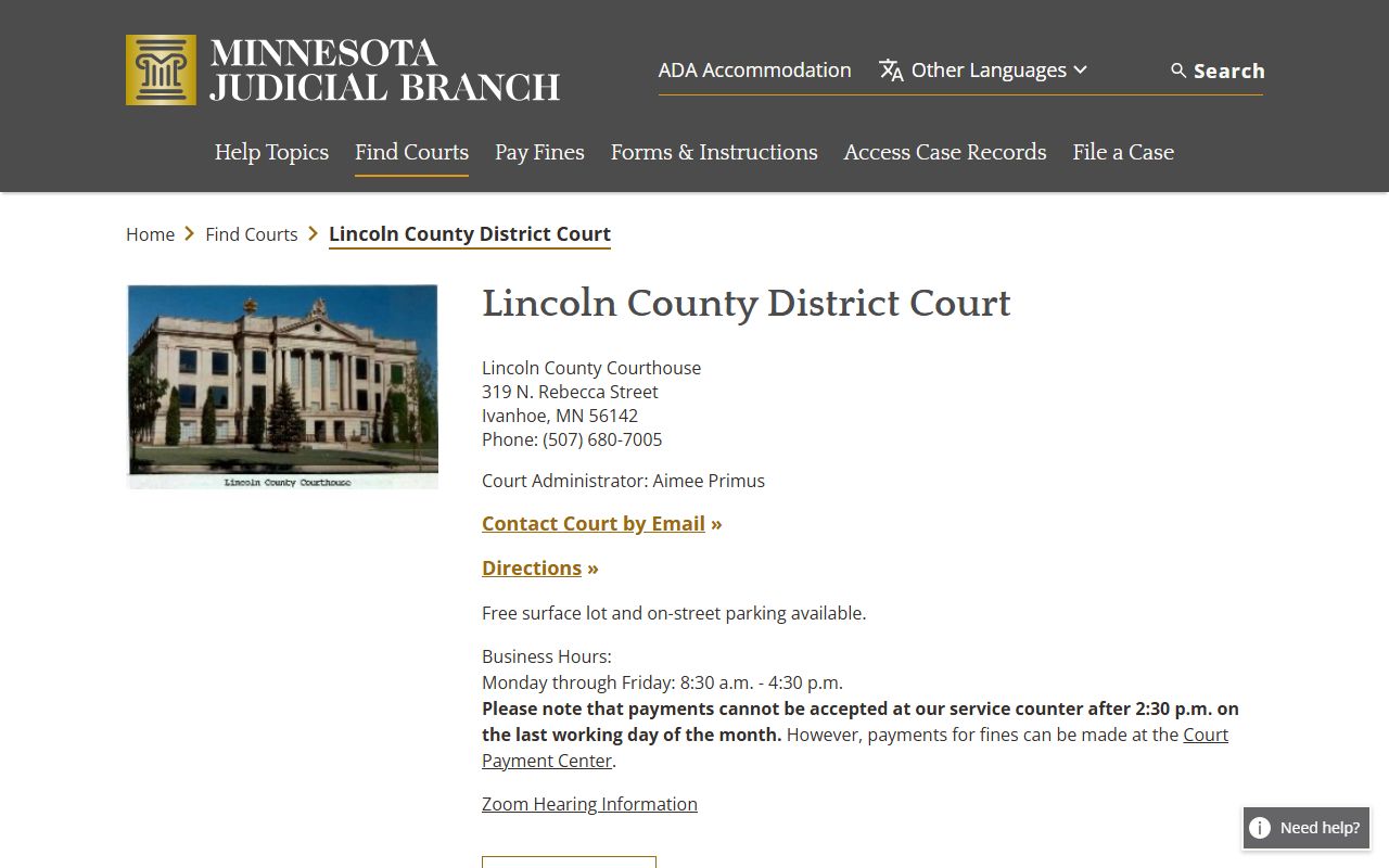 Lincoln County District Court records official court page