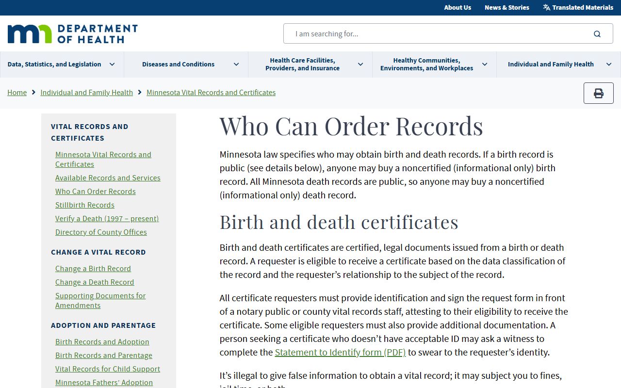 Lincoln County marriage and divorce records MDH tangible interest access