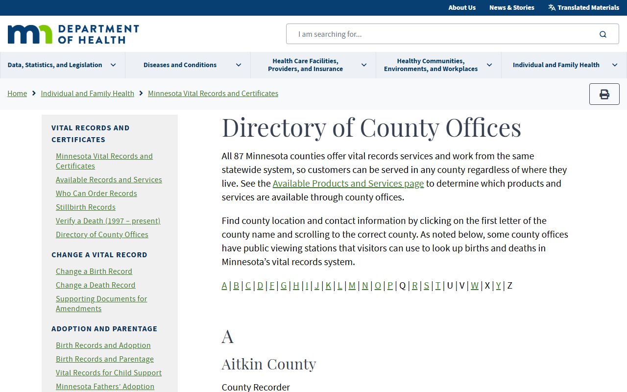 Lincoln County marriage and divorce records MDH county vital records directory