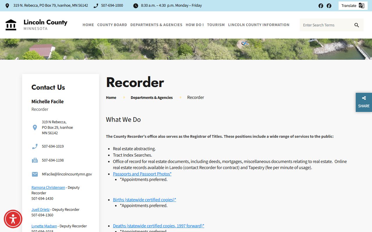 Lincoln County marriage and divorce records Recorder office