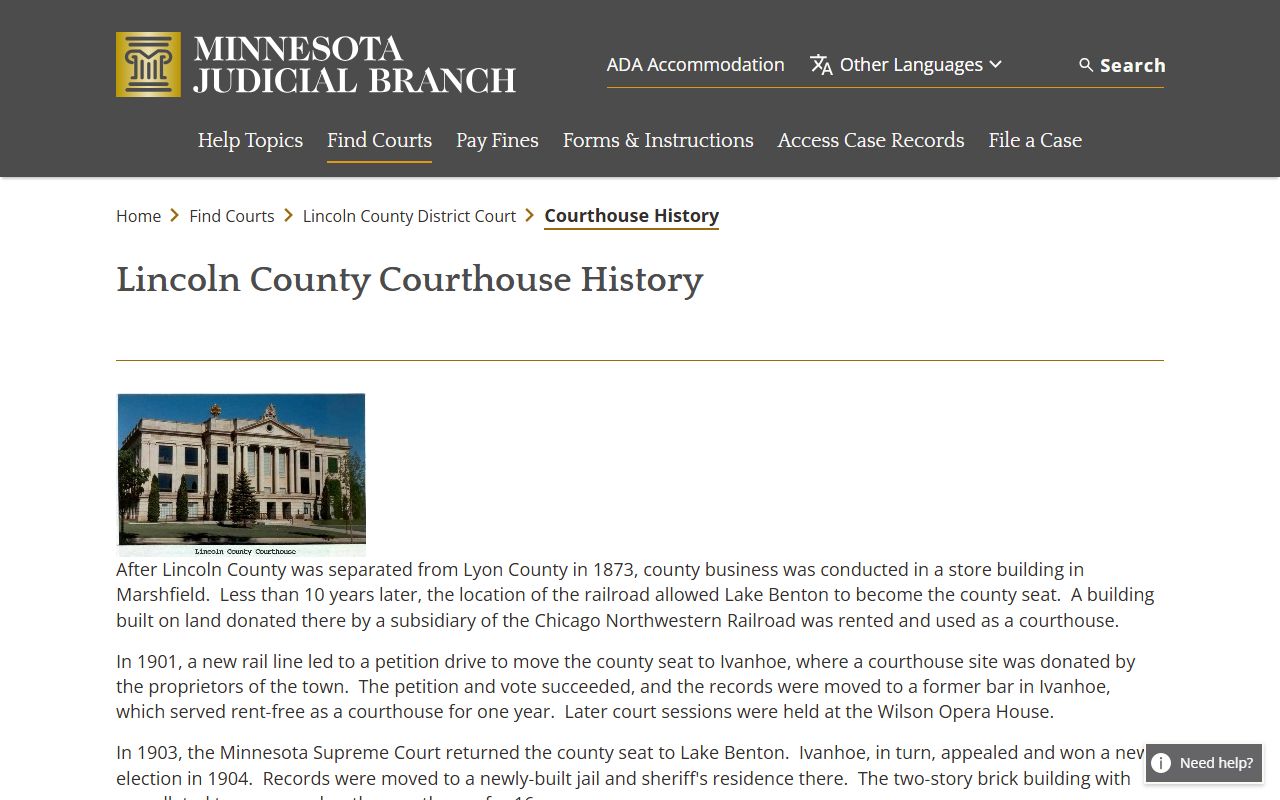 Lincoln County court records courthouse history