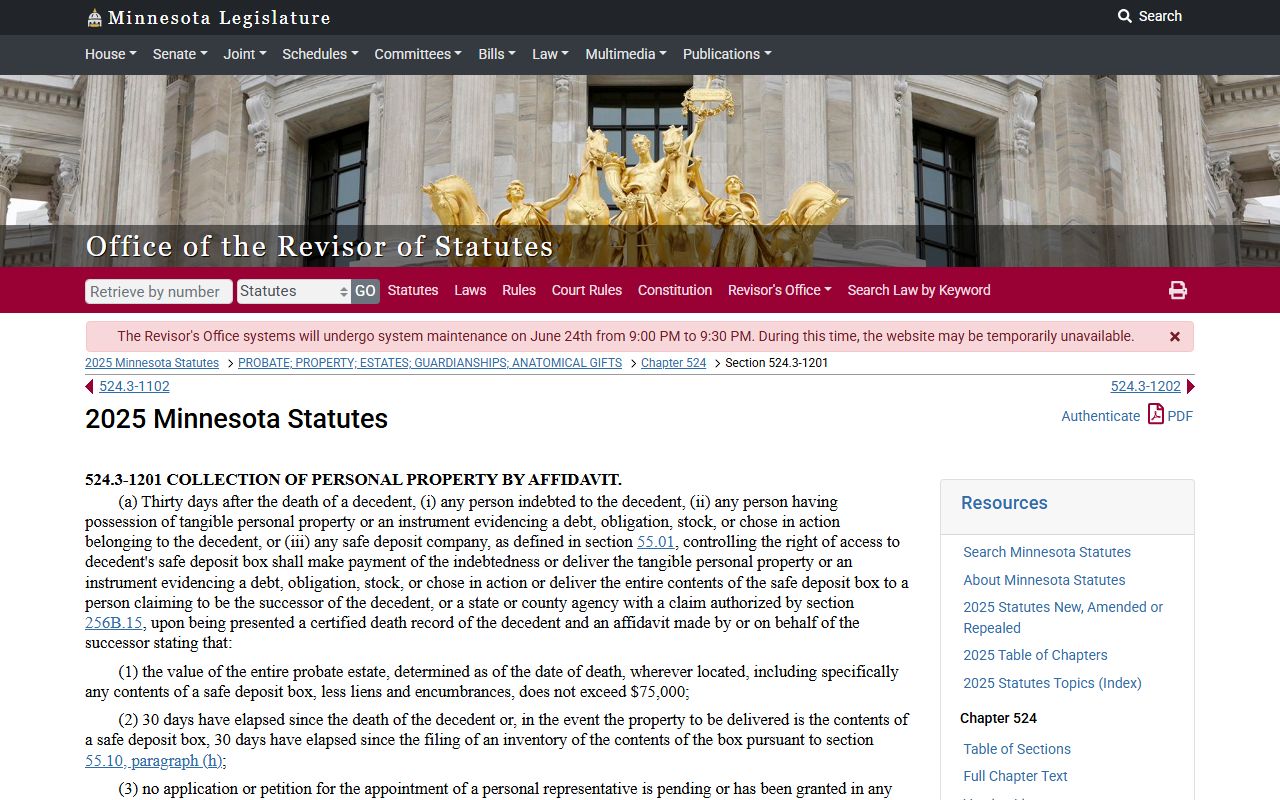 Lincoln County probate records Minnesota small estate affidavit statute