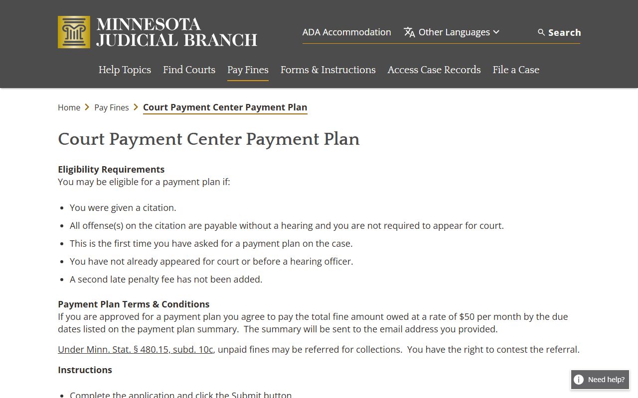 Lincoln County traffic court records payment plan request